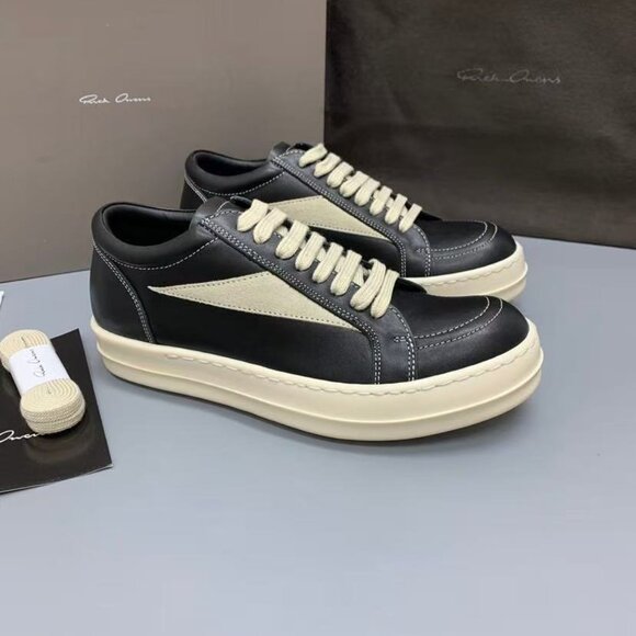 Rick Owens Black Leather Sneakers